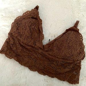 Brown light-weight lacey bralette for lounge/ lounging